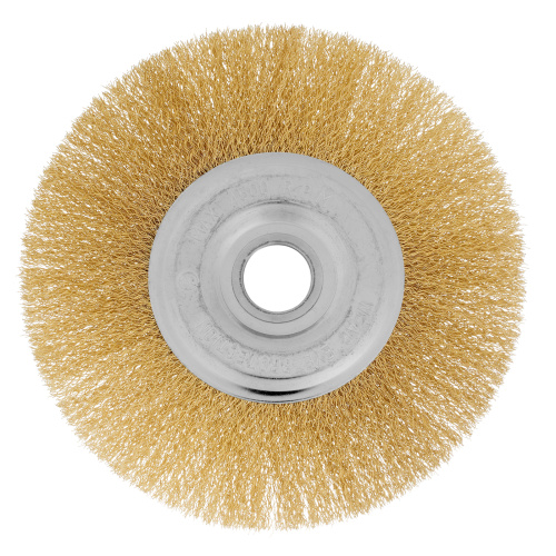 Щетка для УШМ, 175 мм, посадка 22.2 мм, плоская, латунированная витая проволока Matrix по ценам производителя в Казани с доставкой по всей России