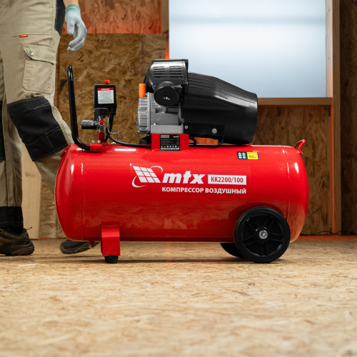 Компрессор воздушный КК-2200/100, 2,2 кВт, 350 л/мин, 100 л, прямой привод, масляный MTX купить в Москве с доставкой по всей России | ProtosMarket.ru