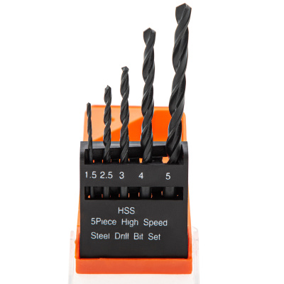 Набор сверл по металлу, 1.5-2.5-3-4-5 мм, HSS, 5 шт, пластиковый бокс, цилиндрический хвостовик Sparta купить в Москве с доставкой по всей России | ProtosMarket.ru