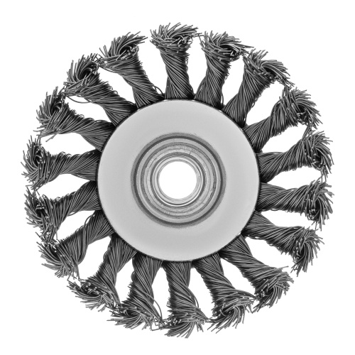 Щетка для УШМ, 100 мм, М14, "тарелка", крученая проволока 0.5 мм Matrix по ценам производителя в Казани с доставкой по всей России