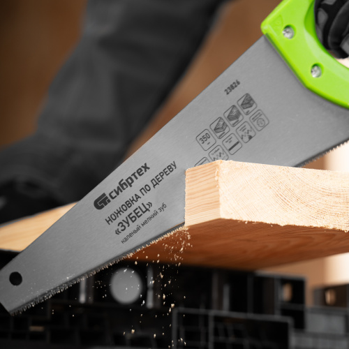 Ножовка по дереву"Зубец" для точных пильных работ, 350 мм, каленый зуб 2D, 14 TPI, двухкомпонентная рукоятка Сибртех купить в Москве с доставкой по всей России | ProtosMarket.ru