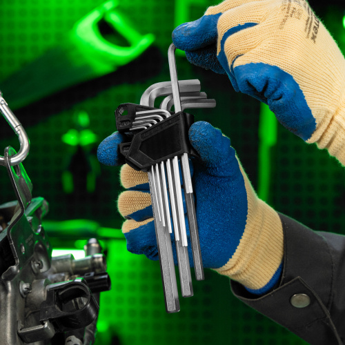 Набор ключей имбусовых, HEX, 1,5-10 мм, CrV, 9 шт., удлиненные Сибртех купить в Москве с доставкой по всей России | ProtosMarket.ru