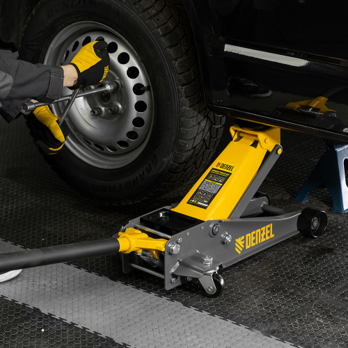 Домкрат гидравлический подкатной, 3 т, 125-470 мм, быстрый подъем, проф. Denzel по ценам производителя в Казани с доставкой по всей России