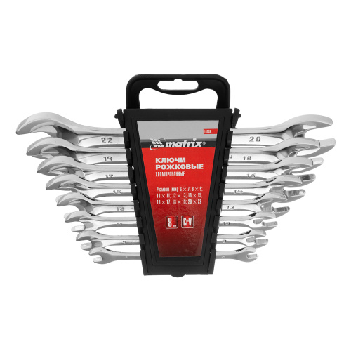 Набор ключей рожковых 8 шт, 6-22мм, CrV, Elliptical, зеркальное хромирование Matrix купить в Москве с доставкой по всей России | ProtosMarket.ru