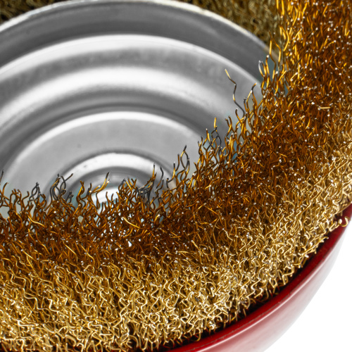 Щетка для УШМ, 125 мм, М14, "чашка", латунированная витая проволока Matrix по ценам производителя в Казани с доставкой по всей России