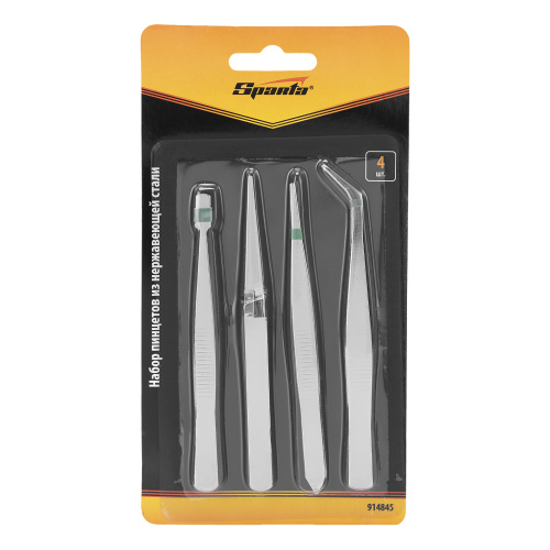 Набор пинцетов из нержавеющей стали, 4 шт, Sparta купить в Москве с доставкой по всей России | ProtosMarket.ru