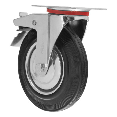 Колесо поворотное с тормозом D 160 мм, крепление  платформенное Сибртех купить в Москве с доставкой по всей России | ProtosMarket.ru