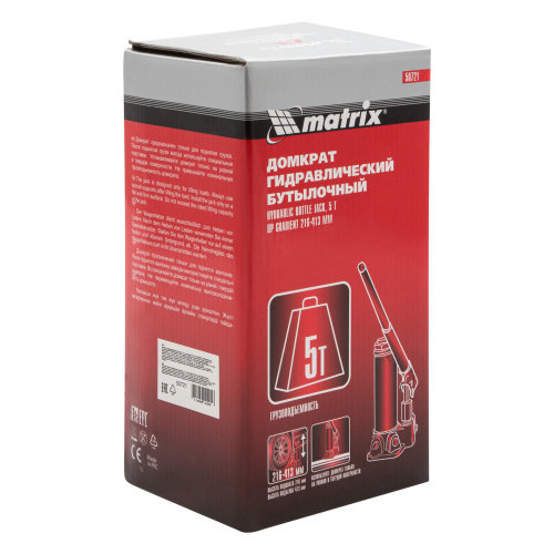 Домкрат гидравлический бутылочный, 5 т, высота подъема 216-413 мм Matrix купить в Москве с доставкой по всей России | ProtosMarket.ru