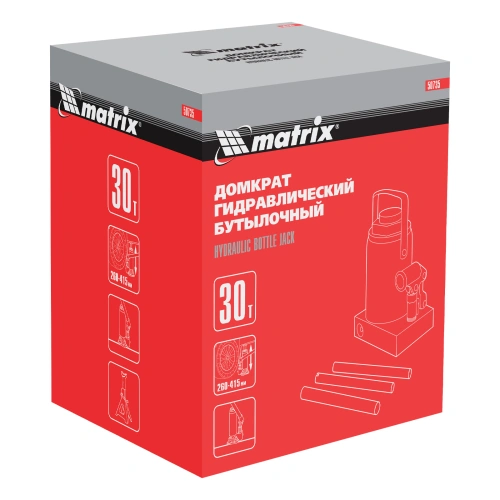 Домкрат гидравлический бутылочный, 30 т, высота подъема 260-415 мм Matrix купить в Москве с доставкой по всей России | ProtosMarket.ru