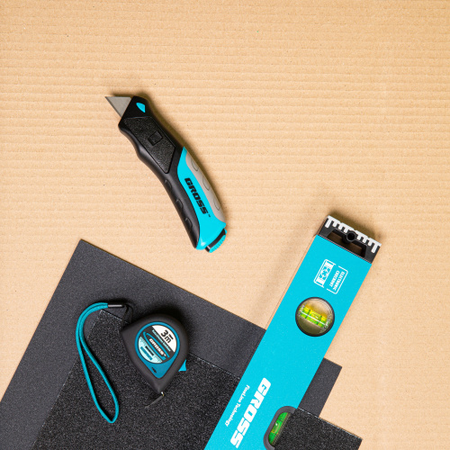 Нож ремонтно-монтажный, трехкомпонентная рукоятка, кнопочный автовыброс, возврат лезвия, 175 мм, 5 запасных лезвий Gross купить в Москве с доставкой по всей России | ProtosMarket.ru