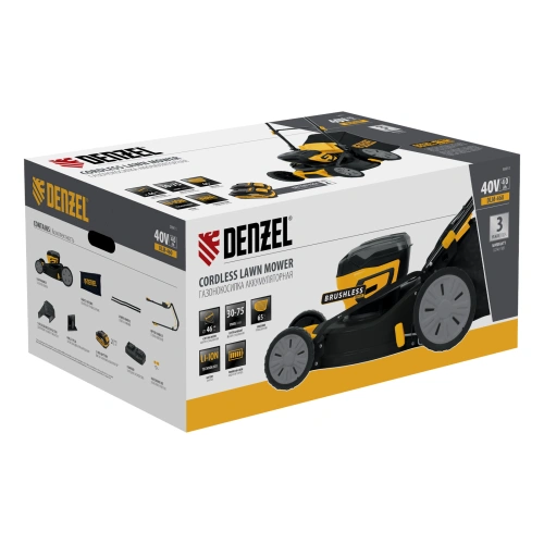 Газонокосилка аккумуляторная бесщет. DLM-460, 460 мм, травосб. 65 л., Li-Ion, 40 В Denzel по ценам производителя в Казани с доставкой по всей России