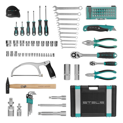 Набор инструментов, 1/2", 1/4", CrV, пластиковый кейс 98 предметов Stels купить в Москве с доставкой по всей России | ProtosMarket.ru