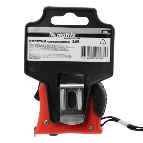 Рулетка Double fixation,3 м х 16 мм,обрезиненный корпус,двойная плавная фиксация Matrix по ценам производителя в Казани с доставкой по всей России