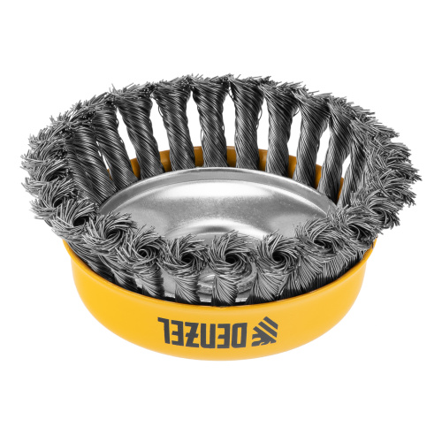 Щетка для УШМ, 125 мм, "Чашка", крученая нержавеющая проволока 0.5 мм, М14 Denzel по ценам производителя в Казани с доставкой по всей России