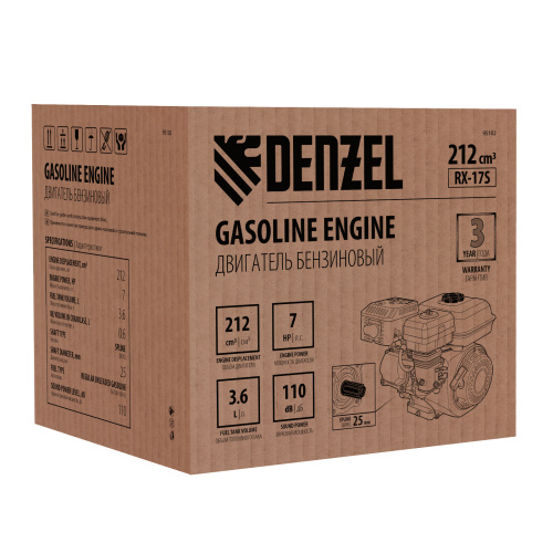 Двигатель бензиновый RX-17S, 7 л.с., 212 см3, горизонтальный вал шлиц 25 мм Denzel купить в Москве с доставкой по всей России | ProtosMarket.ru