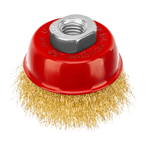 Щетка для УШМ, 65 мм, М14, "чашка", латунированная витая проволока Matrix по ценам производителя в Казани с доставкой по всей России