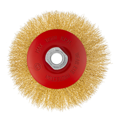 Щетка для УШМ, 125 мм, М14, "тарелка", латунированная витая проволока Matrix по ценам производителя в Казани с доставкой по всей России