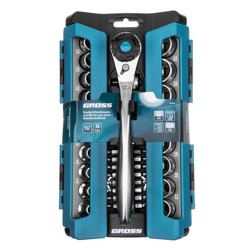 Набор торцевых головок, трещотка 120 зубьев, 1/2", CrV, 36 предметов Gross купить в Москве с доставкой по всей России | ProtosMarket.ru