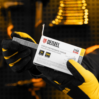 Скобы 21GA для пнев. степл., 14мм, шир. - 0,95мм, тол. - 0,6мм, шир. скобы - 12,8мм, 5000шт Denzel купить в Москве с доставкой по всей России | ProtosMarket.ru