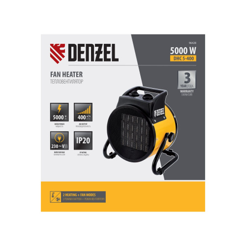 Тепловая пушка, керамический нагреватель (тепловентилятор) DHC 5-400, 230 В, 0.04/3/5 кВт Denzel по ценам производителя в Казани с доставкой по всей России