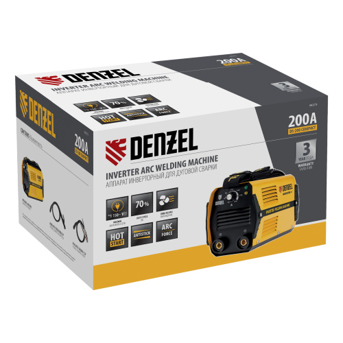 Аппарат инверторный дуговой сварки DS-200 Compact, 200 А, ПВ 70%, диаметр электрода 1.6-5 мм Denzel купить в Москве с доставкой по всей России | ProtosMarket.ru