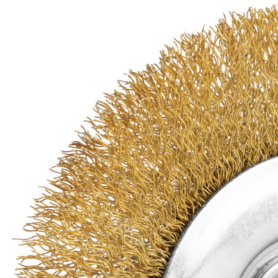 Щетка для УШМ, 125 мм, М14, плоская, латунированная витая проволока Matrix по ценам производителя в Казани с доставкой по всей России