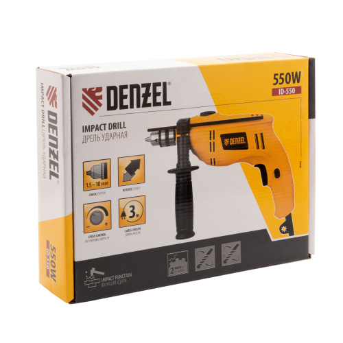 Дрель ударная ID-550, 550 Вт, 0-2900 об/мин, 46400 уд/мин Denzel купить в Москве с доставкой по всей России | ProtosMarket.ru