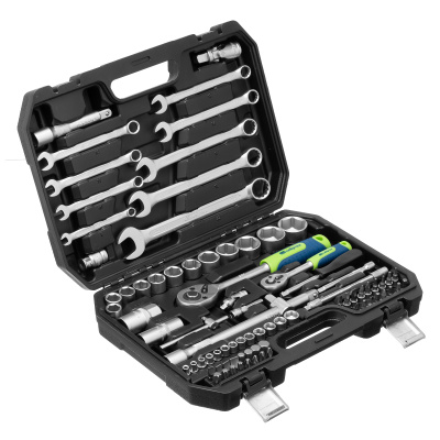 Набор инструментов, 1/2", 1/4", пластиковый кейс, 82 предмета Сибртех купить в Москве с доставкой по всей России | ProtosMarket.ru