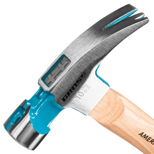 Молоток-гвоздодер, 280 г, угол 75, магнит, обрезиненная рукоятка American hickory GROSS купить в Москве с доставкой по всей России | ProtosMarket.ru