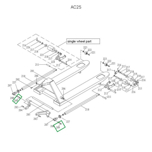 Ось крепления углового рычага к подвильной тяге для гидравлических тележек DF25 по ценам производителя в Казани с доставкой по всей России