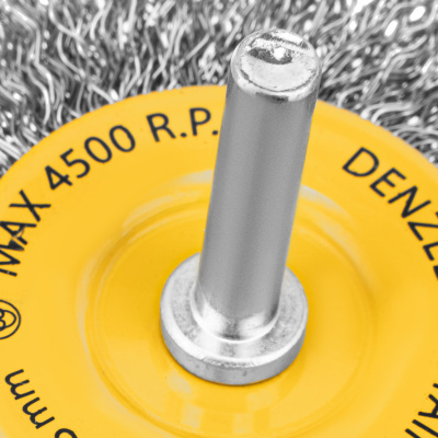 Щетка для дрели, 75 мм, Плоская, со шпилькой, нержавеющая витая проволока Denzel по ценам производителя в Казани с доставкой по всей России