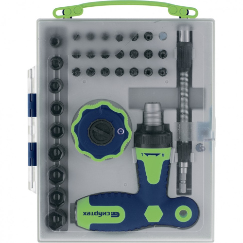 Отвертка Т-образная и трещотка, реверсивные с набором бит, торцевых головок, 34 предмета, CrV Сибртех купить в Москве с доставкой по всей России | ProtosMarket.ru