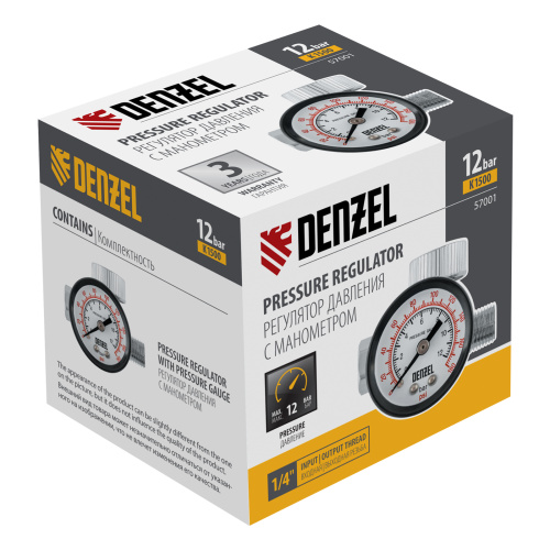 Регулятор давления с манометром для краскораспылителя K1500, 12 бар, 1/4" Denzel купить в Москве с доставкой по всей России | ProtosMarket.ru