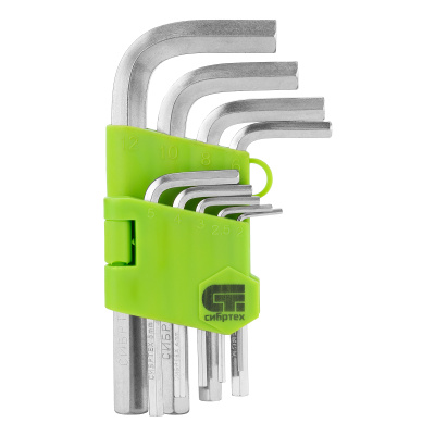 Набор ключей имбусовых HEX, 2-12 мм, 45x, закаленные, 9 шт, короткие, никель Сибртех по ценам производителя в Казани с доставкой по всей России