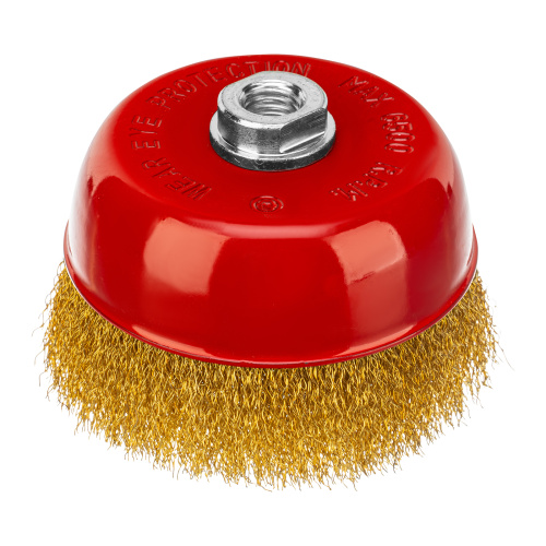 Щетка для УШМ, 125 мм, М14, "чашка", латунированная витая проволока Matrix по ценам производителя в Казани с доставкой по всей России