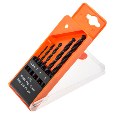 Набор сверл по металлу, 1.5-2.5-3-4-5 мм, HSS, 5 шт, пластиковый бокс, цилиндрический хвостовик Sparta купить в Москве с доставкой по всей России | ProtosMarket.ru