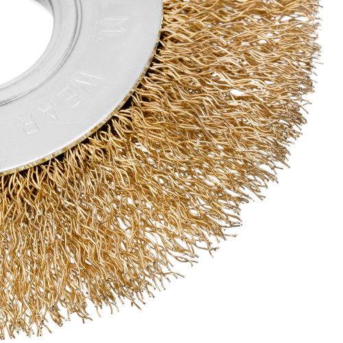 Щетка для УШМ, 100 мм, посадка 22.2 мм, плоская, латунированная витая проволока Matrix по ценам производителя в Казани с доставкой по всей России