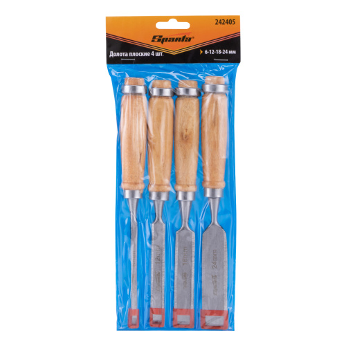 Набор долот-стамесок, 6-12-18-24 мм, плоских, деревянные рукоятки Sparta купить в Москве с доставкой по всей России | ProtosMarket.ru