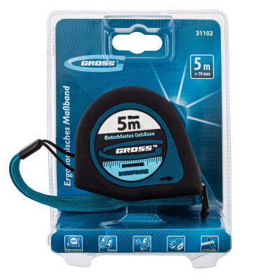 Рулетка "Ergonomisch",5 м x 19 мм,магнитный обрезиненный зацеп Gross по ценам производителя в Казани с доставкой по всей России