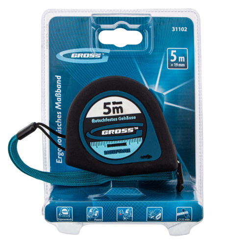 Рулетка "Ergonomisch",5 м x 19 мм,магнитный обрезиненный зацеп Gross по ценам производителя в Казани с доставкой по всей России
