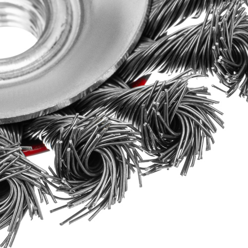 Щетка для УШМ, 100 мм, М14, "тарелка", крученая проволока 0.5 мм Matrix по ценам производителя в Казани с доставкой по всей России