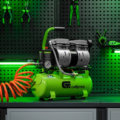 Компрессор безмаслянный малошумный МБ 750/10,750 Вт, 10 л, 150 л/мин Сибртех купить в Москве с доставкой по всей России | ProtosMarket.ru