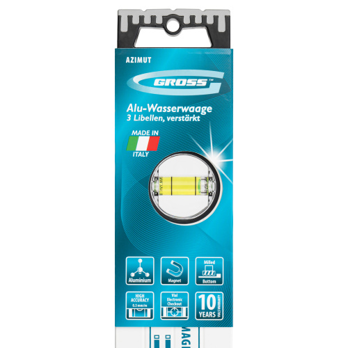 Уровень алюминиевый, 1000 мм, усиленный, рукоятки, фрезерованный, 3 глазка, магнитный Gross купить в Москве с доставкой по всей России | ProtosMarket.ru