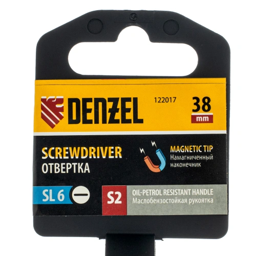 Отвертка, SL6x38 мм, S2, 3к рукоятка Denzel по ценам производителя в Казани с доставкой по всей России