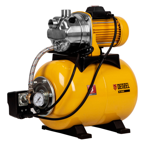 Насосная станция PS1000Х, 1000 Вт, 3500 л/ч, ресивер 24 л, подъем 44 м, нержавейка Denzel купить в Москве с доставкой по всей России | ProtosMarket.ru