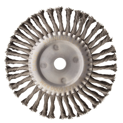 Щетка для УШМ, 200 мм, "Плоская", крученая нержавеющая проволока 0.5 мм, посадка 22.2 мм Denzel купить в Москве с доставкой по всей России | ProtosMarket.ru