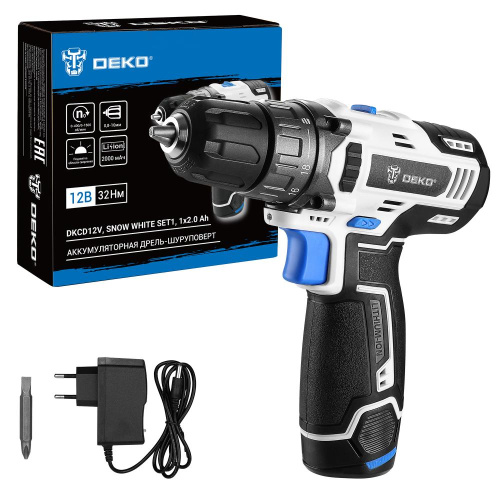 Аккумуляторная дрель-шуруповерт DEKO DKCD12V SNOW WHITE SET1, 1х2.0 Ач купить в Москве с доставкой по всей России | ProtosMarket.ru