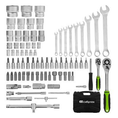 Набор инструмента, 1/2", 1/4", пластиковый кейс, 83 предмета Сибртех купить в Москве с доставкой по всей России | ProtosMarket.ru