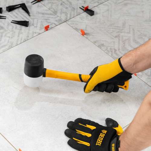 Киянка резиновая, 450 г, черно-белая, фибергласовая рукоятка c TPR покрытием Denzel купить в Москве с доставкой по всей России | ProtosMarket.ru