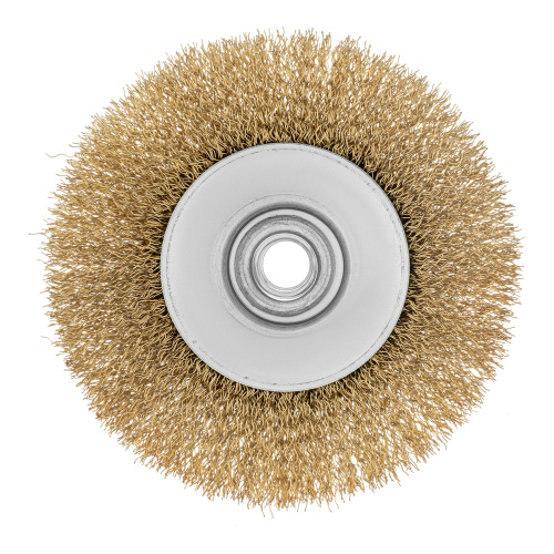 Щетка для УШМ, 115 мм, М14, "тарелка", латунированная витая проволока Matrix по ценам производителя в Казани с доставкой по всей России